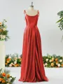 Show-stopping A-line Spaghetti Straps Silk Like Satin Bridesmaid Dress With Slit