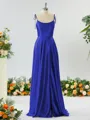 Show-stopping A-line Spaghetti Straps Silk Like Satin Bridesmaid Dress With Slit