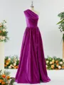 Mesmerizing A-line One-Shoulder Satin Bridesmaid Dress With Slit