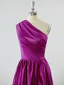 Mesmerizing A-line One-Shoulder Satin Bridesmaid Dress With Slit