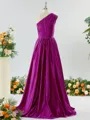 Mesmerizing A-line One-Shoulder Satin Bridesmaid Dress With Slit