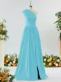 Mesmerizing A-line One-Shoulder Satin Bridesmaid Dress With Slit
