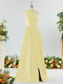 Mesmerizing A-line One-Shoulder Satin Bridesmaid Dress With Slit