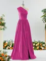 Mesmerizing A-line One-Shoulder Satin Bridesmaid Dress With Slit