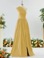 Mesmerizing A-line One-Shoulder Satin Bridesmaid Dress With Slit