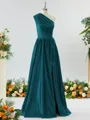 Mesmerizing A-line One-Shoulder Satin Bridesmaid Dress With Slit