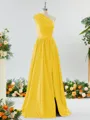 Mesmerizing A-line One-Shoulder Satin Bridesmaid Dress With Slit