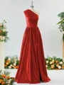 Mesmerizing A-line One-Shoulder Satin Bridesmaid Dress With Slit