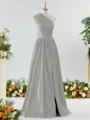 Mesmerizing A-line One-Shoulder Satin Bridesmaid Dress With Slit