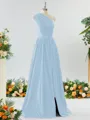 Mesmerizing A-line One-Shoulder Satin Bridesmaid Dress With Slit