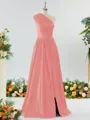 Mesmerizing A-line One-Shoulder Satin Bridesmaid Dress With Slit