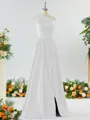 Mesmerizing A-line One-Shoulder Satin Bridesmaid Dress With Slit