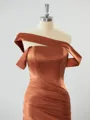 Captivating Sheath/Column Off-the-Shoulder Silk Like Satin Bridesmaid Dress With Slit