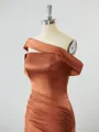 Captivating Sheath/Column Off-the-Shoulder Silk Like Satin Bridesmaid Dress With Slit