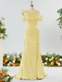 Captivating Sheath/Column Off-the-Shoulder Silk Like Satin Bridesmaid Dress With Slit