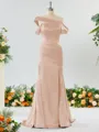 Captivating Sheath/Column Off-the-Shoulder Silk Like Satin Bridesmaid Dress With Slit