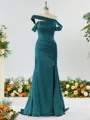 Captivating Sheath/Column Off-the-Shoulder Silk Like Satin Bridesmaid Dress With Slit