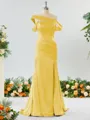 Captivating Sheath/Column Off-the-Shoulder Silk Like Satin Bridesmaid Dress With Slit