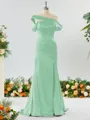 Captivating Sheath/Column Off-the-Shoulder Silk Like Satin Bridesmaid Dress With Slit