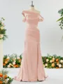 Captivating Sheath/Column Off-the-Shoulder Silk Like Satin Bridesmaid Dress With Slit