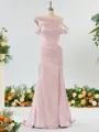Captivating Sheath/Column Off-the-Shoulder Silk Like Satin Bridesmaid Dress With Slit