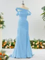 Captivating Sheath/Column Off-the-Shoulder Silk Like Satin Bridesmaid Dress With Slit