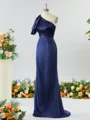 Sheath/Column Aristocratic One-Shoulder Silk like Satin Bridesmaid Dress With Ruffles