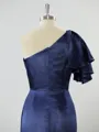 Sheath/Column Aristocratic One-Shoulder Silk like Satin Bridesmaid Dress With Ruffles