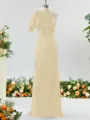 Sheath/Column Aristocratic One-Shoulder Silk like Satin Bridesmaid Dress With Ruffles