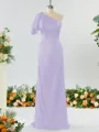 Sheath/Column Aristocratic One-Shoulder Silk like Satin Bridesmaid Dress With Ruffles