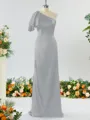 Sheath/Column Aristocratic One-Shoulder Silk like Satin Bridesmaid Dress With Ruffles