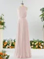 A-line Magnificent Halter Chiffon Bridesmaid Dress With Ruffles