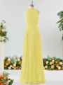 A-line Magnificent Halter Chiffon Bridesmaid Dress With Ruffles