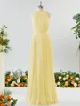 A-line Magnificent Halter Chiffon Bridesmaid Dress With Ruffles