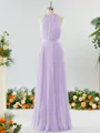 A-line Magnificent Halter Chiffon Bridesmaid Dress With Ruffles