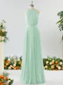 A-line Magnificent Halter Chiffon Bridesmaid Dress With Ruffles