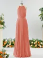 A-line Magnificent Halter Chiffon Bridesmaid Dress With Ruffles
