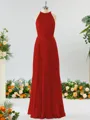 A-line Magnificent Halter Chiffon Bridesmaid Dress With Ruffles