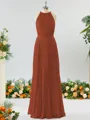 A-line Magnificent Halter Chiffon Bridesmaid Dress With Ruffles