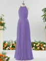 A-line Magnificent Halter Chiffon Bridesmaid Dress With Ruffles