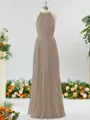 A-line Magnificent Halter Chiffon Bridesmaid Dress With Ruffles