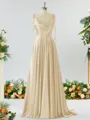 A-line Spaghetti Straps Extravagant Silk Like Satin Prom Dress Bridesmaid Dress With Slit Ruffles