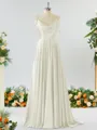 A-line Spaghetti Straps Extravagant Silk Like Satin Prom Dress Bridesmaid Dress With Slit Ruffles