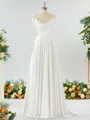 A-line Spaghetti Straps Extravagant Silk Like Satin Prom Dress Bridesmaid Dress With Slit Ruffles