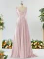 A-line Spaghetti Straps Extravagant Silk Like Satin Prom Dress Bridesmaid Dress With Slit Ruffles