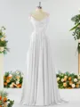 A-line Spaghetti Straps Extravagant Silk Like Satin Prom Dress Bridesmaid Dress With Slit Ruffles