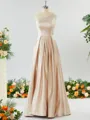 A-line One-Shoulder Unforgettable Satin Bridesmaid Dress With Slit Ruffles
