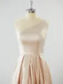 A-line One-Shoulder Unforgettable Satin Bridesmaid Dress With Slit Ruffles