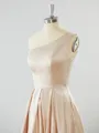 A-line One-Shoulder Unforgettable Satin Bridesmaid Dress With Slit Ruffles