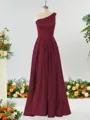 A-line One-Shoulder Unforgettable Satin Bridesmaid Dress With Slit Ruffles